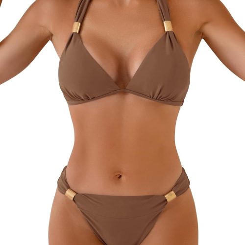 Bikini Sets for Women Halter Two Piece Bathing Suit V Neck Tie Back Swimsuit