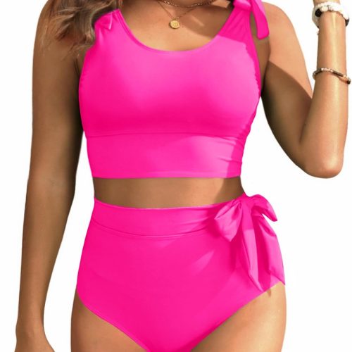 Two Piece High Waisted Swimsuits - Women Tummy Control Bikini Modest Bathing Suit 2PC