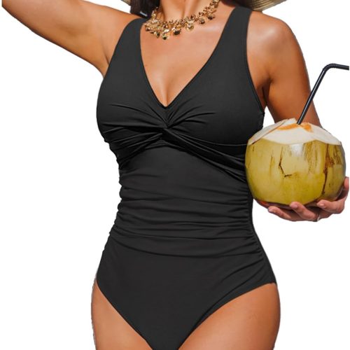 Women Tummy Control One Piece Swimsuit - Push Up Bathing Suit Full Coverage Slimming Swimwear