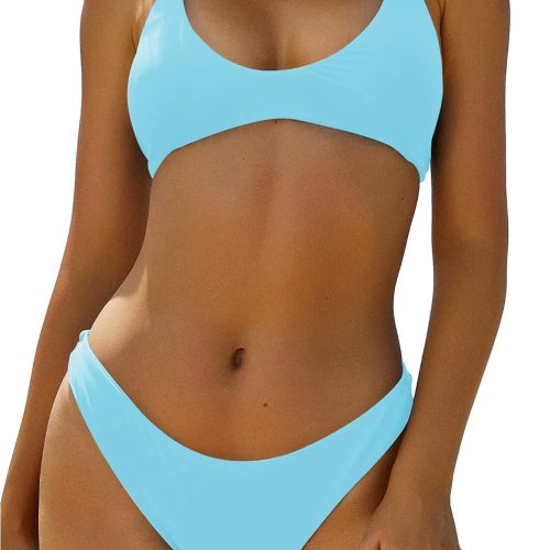 Women's Tie Back Padded High Cut Bralette Bikini Set Two Piece Swimsuit